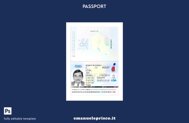 modello presente di passaporto ugandese in stile verificato
